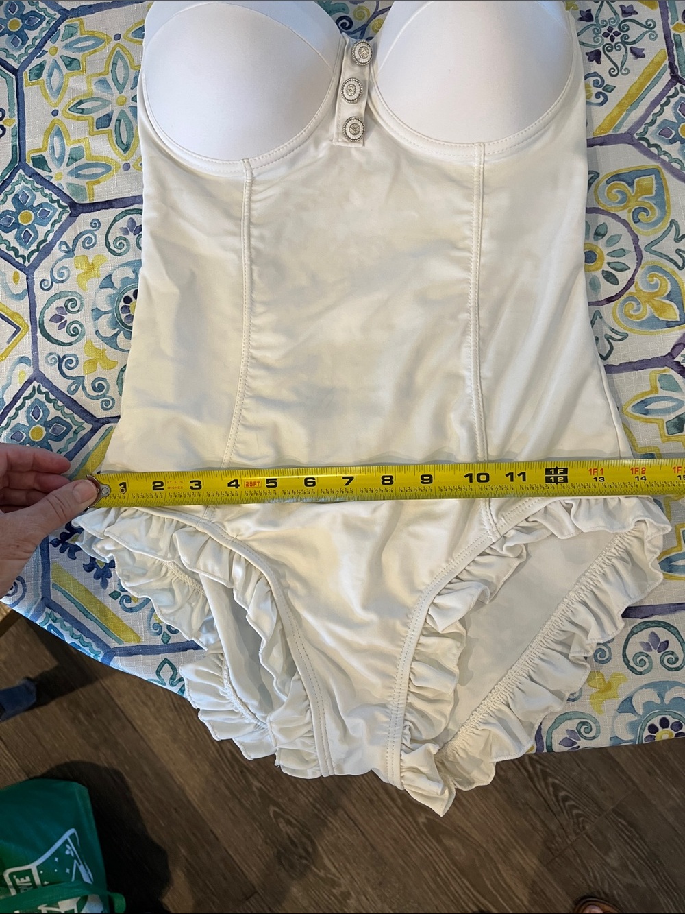 White Ruffle One-Piece Bodysuit Swimwear - Picture 8 of 8